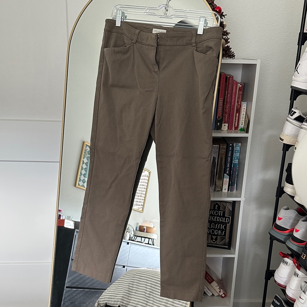 Brown Straight-Leg Dress Pants